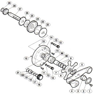 シマノ(SHIMANO) パーツ:02 アクシス 400F A-RB ハンドル受ケ座金(部品No.005)