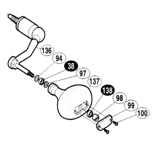 シマノ(SHIMANO) パーツ:01 ステラーSW 8000HG 8000ハンドル軸組 No136