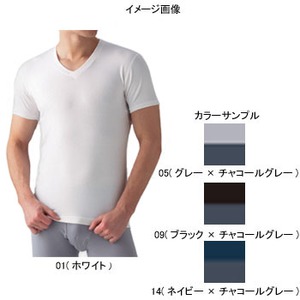 ミズノ（MIZUNO） ライトウエイトVネック半袖シャツ L 09（ブラック×チャコールグレー）