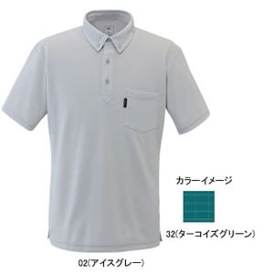 ミズノ（MIZUNO） アイスタッチ・バーズアイ半袖ボタンダウンシャツ Men's L 32（ターコイズグリーン）