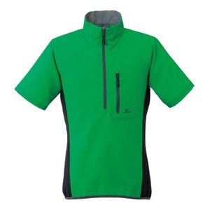 ミズノ（MIZUNO） ドライストリーム 半袖ジップネックシャツ Men's XL 35（グリーン）