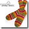 Grange Craft Fair Isle Socks L 2.オレンジ×レッド