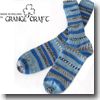 Grange Craft Fair Isle Socks L 3.ブルー×ライトブルー