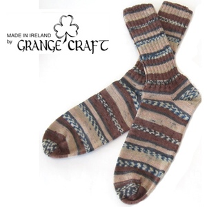 T's（ティーズ） Grange Craft Fair Isle Socks L 4.ブラウン×ベージュ