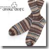 Grange Craft Fair Isle Socks L 4.ブラウン×ベージュ