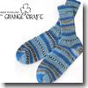 Grange Craft Fair Isle Socks M 9.ブルー×ライトブルー