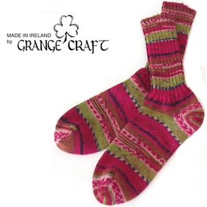 T's（ティーズ） Grange Craft Fair Isle Socks M 11ピンク×グリーン