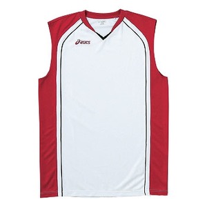 アシックス(asics) XB1350 ゲームシャツ Men's XO 0124(ホワイト×ストロングレッド×ブラック)