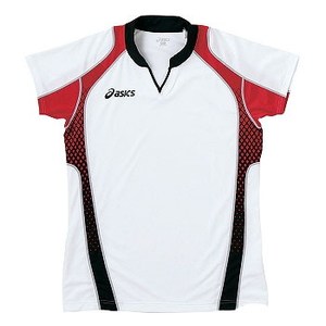 アシックス（asics） XW1300 ゲームシャツHS Men's 150 0124（ホワイト×Vレッド）
