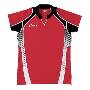 アシックス（asics） XW1300 ゲームシャツHS Men's 150 2490（Vレッド×ブラック）