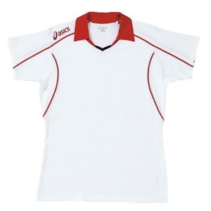 アシックス（asics） XW1304 ゲームシャツHS Men's 150 0124（ホワイト×Vレッド）