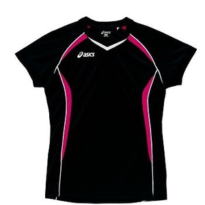 アシックス（asics） XW1307 ゲームシャツHS Women's M 9017（ブラック×ベリーピンク）