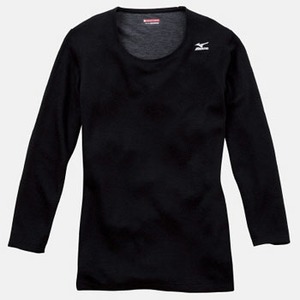 ミズノ（MIZUNO） ブレスサーモ・ミドルウエイト ラウンドネック8分袖シャツ Women's M 09（ブラック）