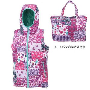 ミズノ（MIZUNO） ブレスサーモダウン・フラワーパッチワークプリント ミドルウエイトベスト Women's M 64（ピンク）