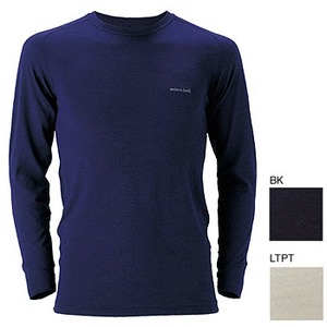 モンベル（montbell） スーパーメリノウールM.W.ラウンドネックシャツ Men's L ブラック（BK）