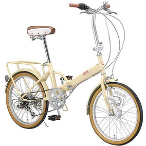 Raychell（レイチェル） 20インチ6段変速オートライト付き折り畳み自転車／MHD-206R 20インチ アイボリー