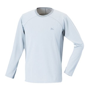 ミズノ(MIZUNO) ブリーズライトメッシュボーダー長袖Tシャツ Men's L 02(アイスグレー)