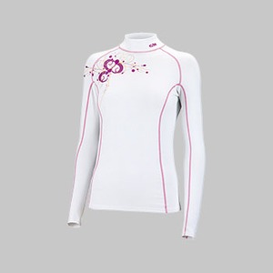 Gill（ギル） Women's Graphic Rash Vest Long sleeve 16 White×Pink