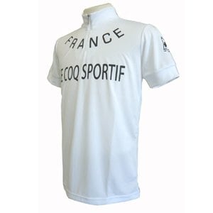 le coq sportif（ルコック） ジップアップ半袖シャツ M WHT（ホワイト／ブラック）