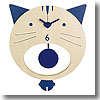 木製振り子時計 ネコ 31221 ブルー