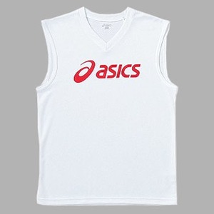 アシックス（asics） ノースリーブシャツ S・0123（ホワイト×レッド）