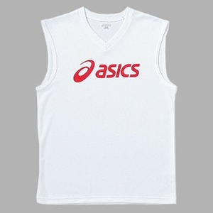 アシックス（asics） ノースリーブシャツ L・0123（ホワイト×レッド）