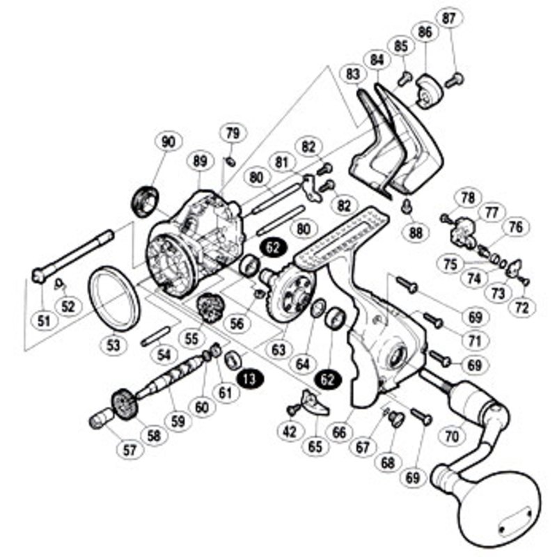 シマノ(SHIMANO) パーツ:02ツインパワー 4000HG 中間ギヤ軸 No54 01616