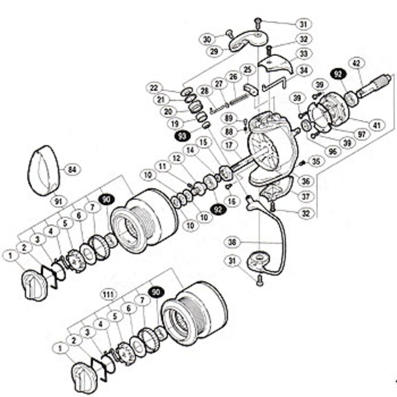 シマノ(SHIMANO) パーツ:02ツインパワー 2500 ベールアーム組 No38