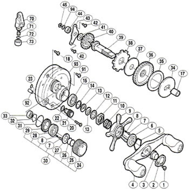 SHIMANO CALCUTTA CONQUEST 200ベイトリール　部品 シマノ(SHIMANO) パーツ:00 カルカッタ コンクエスト 200 本体A固定
