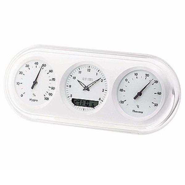 IDEA(イデア) 電波三連温湿時計 LCR034-W クロック(置時計･掛け時計)