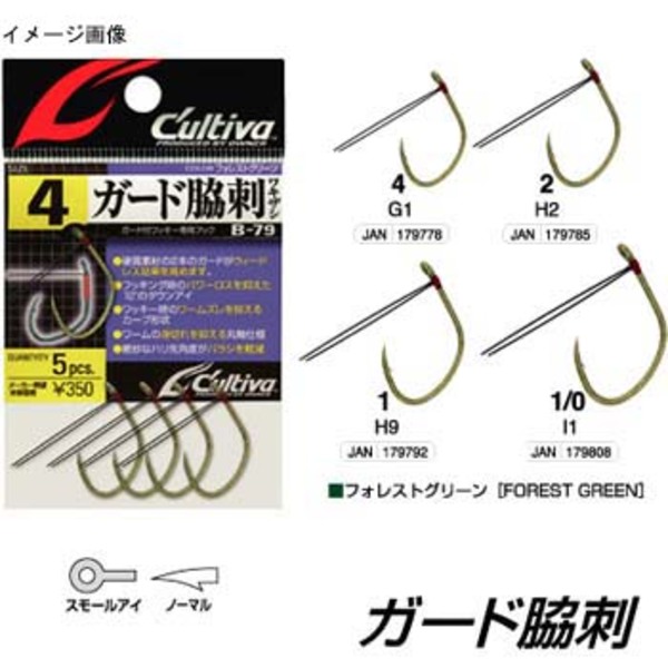オーナー針 ガード脇刺 B-79 B-79 ワームフック(マス針タイプ)