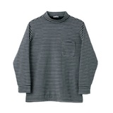 ムッシュ(MUSSHU) ダブルフェイスボーダーメンズモックネック長袖Tシャツ 25030 長袖Tシャツ(メンズ)