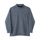 ムッシュ(MUSSHU) ダブルフェイスボーダーメンズモックネック長袖Tシャツ 25030 長袖Tシャツ(メンズ)