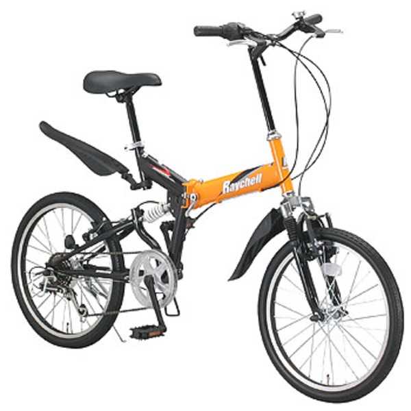Raychell(レイチェル) 20インチ6段変速Wサスペンション折り畳み自転車/MFWS-206R MFWS-206R OR/BK 20インチ変速付き折りたたみ自転車
