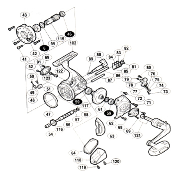 シマノ スピニングリール パーツ一式 シマノ(SHIMANO) パーツ:98ツインパワー6000 フリクションリング No47