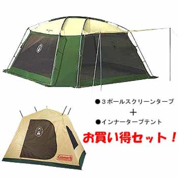 美品】Colemanコールマン 3ポールスクリーンタープ 170T6300J - テント