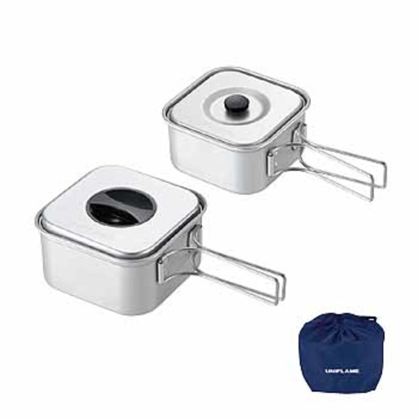ユニフレーム(UNIFLAME) トレイルスクエアコッヘル2 668481 アルミ製ソロクッカーセット