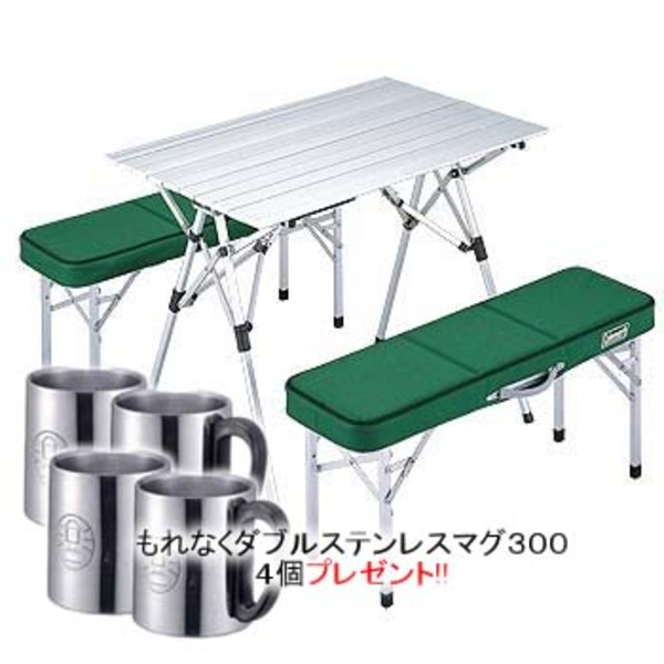 Coleman(コールマン) ピクニックベンチセット＜ダブルステンレスマグ4個プレゼント！！＞ 170-5652 テーブル･チェアセット