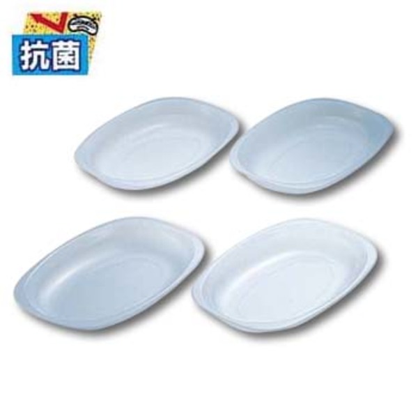 キャプテンスタッグ(CAPTAIN STAG) ワンデイホップ 抗菌 小判型カレー皿4枚組(スケルトンブルー) MP-1013 テーブルウェアセット