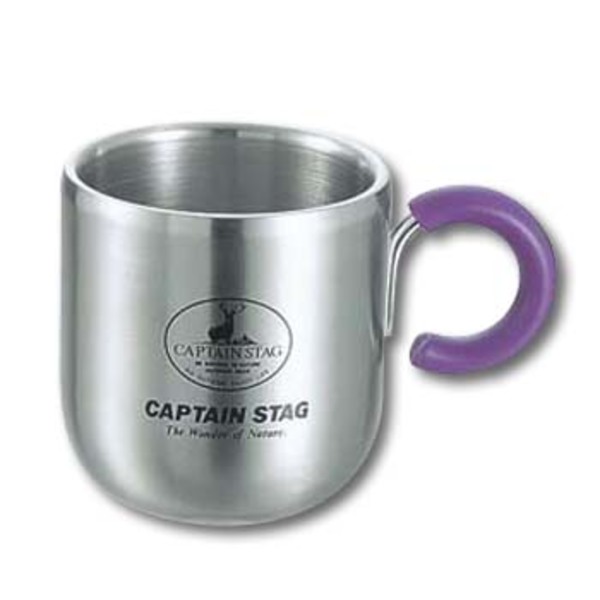 キャプテンスタッグ(CAPTAIN STAG) ピアリーダブルステンマグカップ280ml(パープル) M-9132 ステンレス製マグカップ