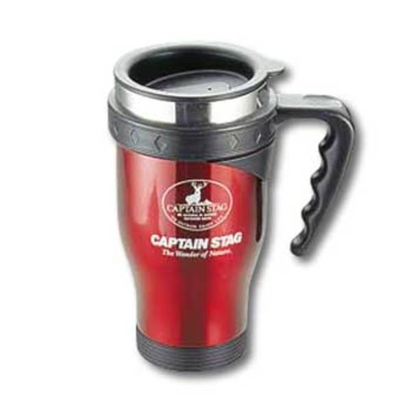 キャプテンスタッグ(CAPTAIN STAG) ジャスティス フタ付ダブルステンマグカップ460ml M-1240 ステンレス製マグカップ