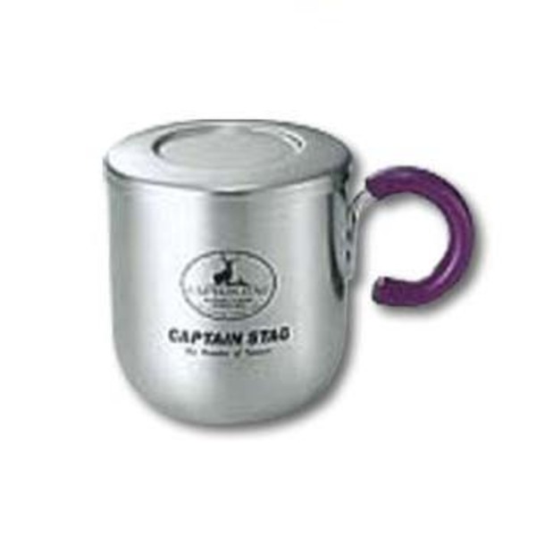 キャプテンスタッグ(CAPTAIN STAG) ピアリーダブルステンマグカップ280ml(茶こし･フタ付)パープル M-9129 ステンレス製マグカップ