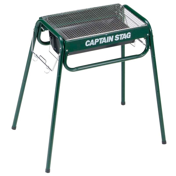 キャプテンスタッグ(CAPTAIN STAG) スライド グリルフレーム 450(グリーン) 3～4人用 M-6486 BBQコンロ(脚付き)