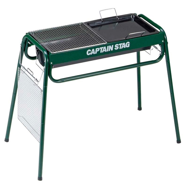 キャプテンスタッグ(CAPTAIN STAG) スライド グリルフレーム 650(グリーン) 5～6人用 M-6488 BBQコンロ(脚付き)