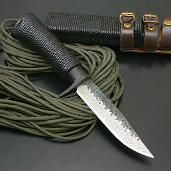 関兼常 関伝古式和鉄製錬 多重鋼紐巻漆細工匠･両刃 CW-23 シースナイフ