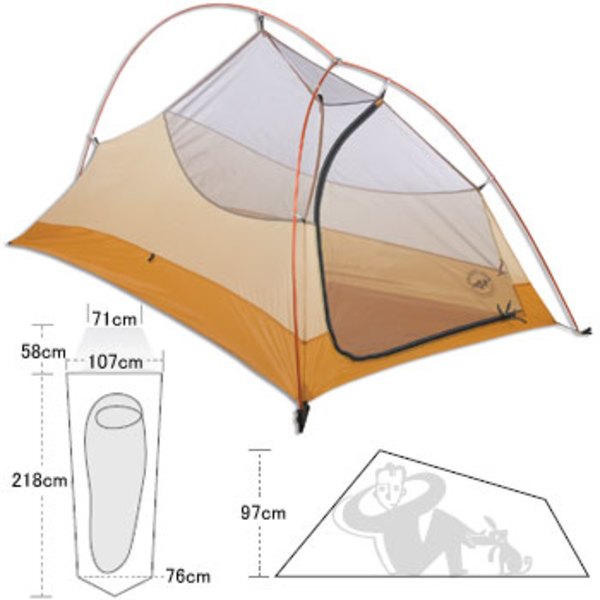 ビッグアグネスフライクリークUL3超軽量山岳テント/専用フットプリント付 BIG AGNES(ビッグアグネス) フライクリーク UL1 ノーメッシュ TFLY1SMU