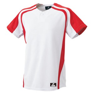 エスエスケイ(SSK) １ボタンプレゲームシャツ 野球／ソフトボール Ｏ １０２０（ホワイト×レッド） SSK-BW0906
