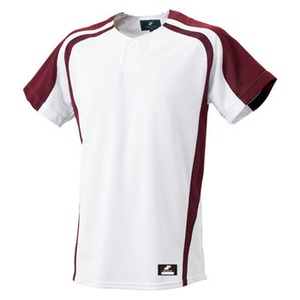 エスエスケイ(SSK) １ボタンプレゲームシャツ 野球／ソフトボール Ｓ １０２２（ホワイト×エンジ） SSK-BW0906