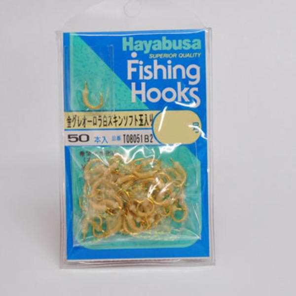 ハヤブサ(Hayabusa) 金グレオーロラ白スキンソフト玉入り T08051B2 バラ鈎