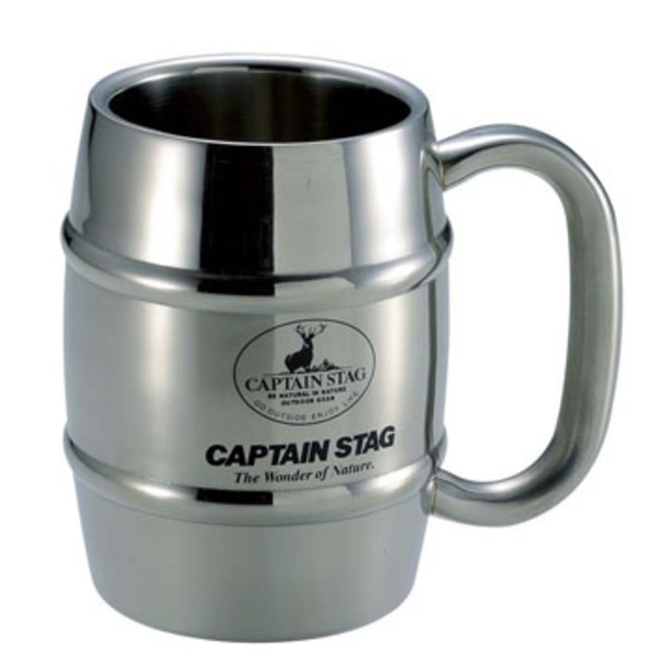 キャプテンスタッグ(CAPTAIN STAG) ビーフリー ダブルステン樽型ビアジョッキ M-1248 ステンレス製マグカップ